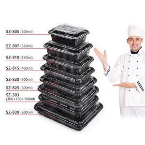 Sunzza 36Oz Rechthoek Zwart Pp Hot Pot <span class=keywords><strong>Food</strong></span> Grade Afhaal-Out Voor Het Verpakken Van Maaltijdvoorbereidingscontainers 3 Compartimenten Voedselopslag - Product Image 3