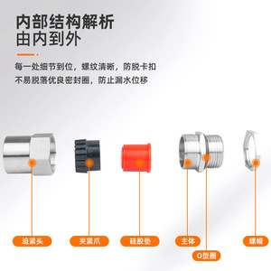 Junta de Sujeción de Cables con Conexión Roscada y Sellado Blindado de Acero Inoxidable 304 - Product Image 3