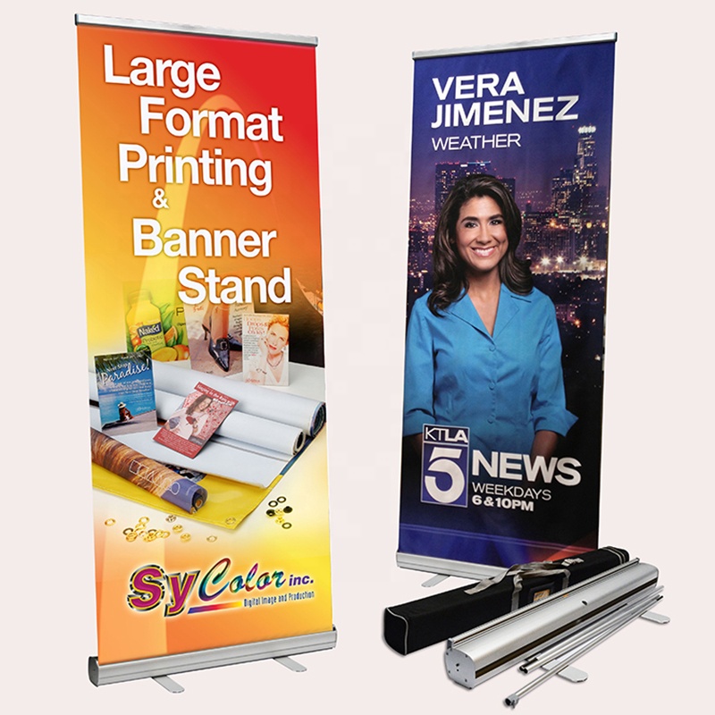 Hochwertige Ausstellung Display billig Verkauf benutzer definierte einseitige Roll-up-Banner Kakemono Aluminium versenkbare Roll-up-Banner-Ständer