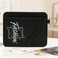 Dompet Kartu Kulit PU Premium Tipis dengan Banyak Slot dan Gantungan Kunci untuk Pria Wanita, Organizer ID Minimalis