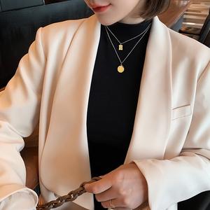 时尚配饰 2 层嘻哈链条女式珠宝礼品好运银金吊坠项链 - Product Image 4