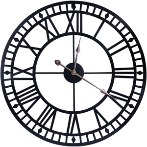 Horloge murale minimaliste moderne en fer ajouré, 25 cm (10 pouces), mouvement à quartz silencieux, aiguilles chiffres romains et arabes, pour la maison - Product Image 1