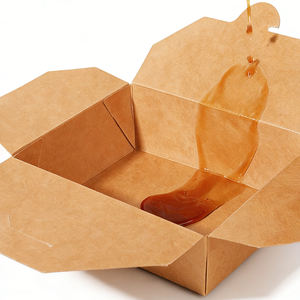Cajas de Papel Kraft para Empacar Alimentos para Llevar, Personalizadas, Desechables, para Alitas de Pollo, Hamburguesas y Papas Fritas - Product Image 3