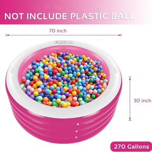 สระว่ายน้ำเป่าลม PVC ทรงกลม ขนาด 70*70*30 นิ้ว พร้อมหูจับ สีชมพู สีฟ้า สระว่ายน้ำสำหรับครอบครัว ปาร์ตี้น้ำหน้าร้อน สวนกลางแจ้ง สนามหลังบ้าน - Product Image 2