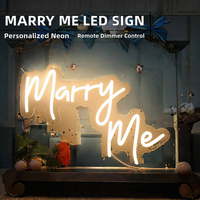 Décorations de demande en mariage, enseigne néon LED « Marry Me » blanc chaud, télécommande, publicité de mariage, personnalisable, utilisation à domicile ou au bureau