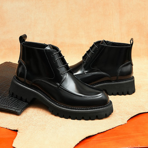 รองเท้าบูททำงานกลางแจ้งทรงสูงแบบคลาสสิกสไตล์ใหม่สำหรับฤดูหนาว  สำหรับผู้ชาย  กันน้ำ  หนังแท้  เพิ่มความสูง  แบบลำลอง  ใส่ได้หลายโอกาส  สำหรับเล่นกีฬา - Product Image 5