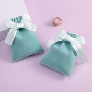 Low MOQ Custom Logo Printing Drawstring Pouch Small Custom <b>Green</b> Pink Jewelry Gift <b>Velvet</b> Bag for Small Business - Product Image 1
