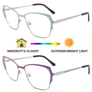 フォトクロミックキャットアイメタル2024最新の眼鏡光学カスタムロゴ2023ファッショナブルな女性男性が光学メガネを製造 - Product Image 4