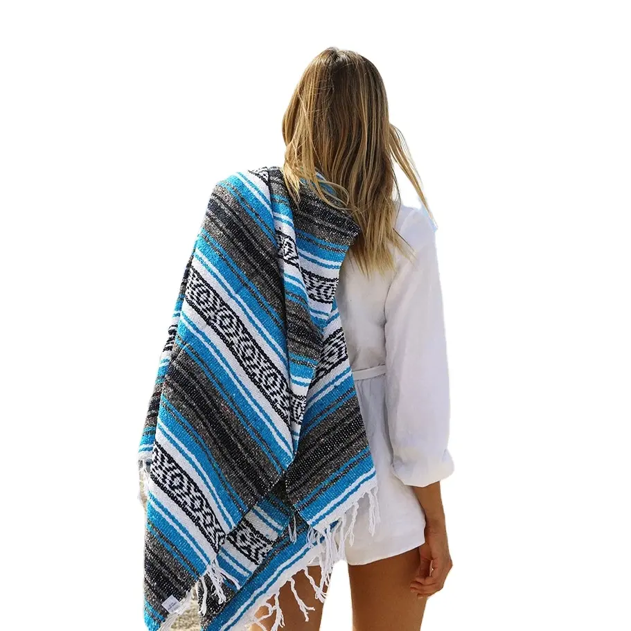 Hot Selling Mexican Style Beach Towels Jacquard Weave Blanket Mexico Beach Towel with Tassel