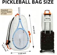 Sac de tennis et de pickleball personnalisé en PU pour hommes et femmes, grande capacité pour 6 raquettes, avec compartiment pour chaussures, poche isolée, usage quotidien