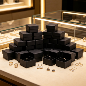 24Pcs Set Black Square Paper Jewelry Boxes, Rigid Lid-Base Cardboard Boxes, Box for Ring <b>Earring</b> Pendant Jewelry Gift <b>Packing</b> - Product Image 5