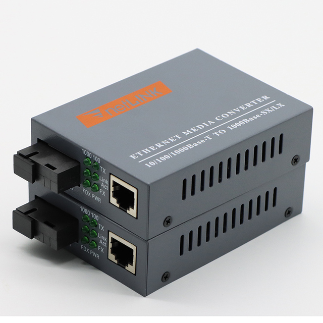 BYXGD 10/100/1000M 3km 20km Gigabit Optical Fiber Media Converter HTB-GS-03AB 1000Mbps Fiber Transceiver with POE VLAN Support