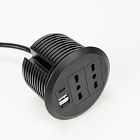 Prise de courant de bureau standard chilienne 80 mm avec double prise CA et ports USB-A 18W et USB-C 20W pour bureau de conférence