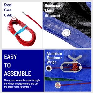 Couvertures rondes <span class=keywords><strong>de</strong></span> piscine <span class=keywords><strong>de</strong></span> bâche en matériau PE durable robuste pour piscines hors sol, couverture <span class=keywords><strong>de</strong></span> piscine d'hiver - Product Image 5