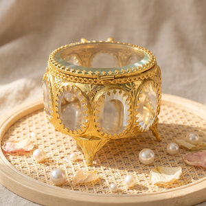 HOME DECOR Golden Iron Jewelry <b>Trinket</b> <b>Box</b> Organizer for Rings Necklaces Cosmetic Storage - Product Image 5