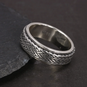 Real 925 <strong>Silver</strong> <strong>Spinner</strong> <strong>Rings</strong> for Men and Women Retro Antique Thai <strong>Silver</strong> Hemp Rope Design - Product Image 5