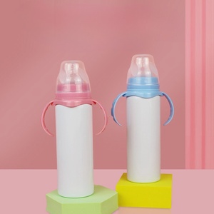 High Quality 240ml Stainless Steel <b>Nursing</b> Bottle Minimalist Design Customized Logo Blue Lid Baby Feeding Party Occasions - Product Image 3