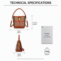 Sac seau vintage personnalisé en cuir PU à carreaux pour femme, sac à bandoulière classique à motif à carreaux, petit sac à main pour usage quotidien et voyage