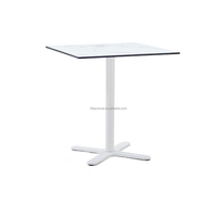 Table compacte d'extérieur en HPL avec pieds blancs, mobilier de restaurant Lifepursue Simple Line