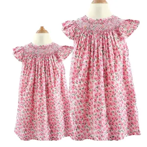 Wholesale ODM OEM 100% Cotton Baby Dresses Flower Children Smocked Dress Kids For Girls From 8M To 12Y High-end Comfortable