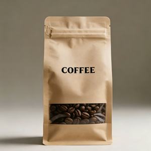 Pochette à fond plat en papier kraft personnalisée de 250 g, 500 g, 1 kg avec fenêtre, 100 % recyclable, écologique, pour l'emballage du café, avec fermeture éclair - Product Image 6