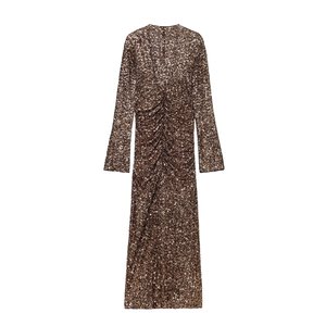 KAR&OT ZA Abito da Donna Primavera 2026 Nuovo Elegante e alla Moda <span class=keywords><strong>con</strong></span> <span class=keywords><strong>Paillettes</strong></span> Scollo a V <span class=keywords><strong>Maniche</strong></span> <span class=keywords><strong>Lunghe</strong></span> 9519108 - Product Image 2
