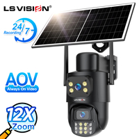 Système de caméra de sécurité solaire LS VISION 4K sans fil, caméra CCTV extérieure WiFi PTZ avec panneau solaire et sirène pour la sécurité domestique