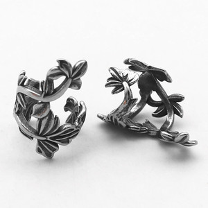 yunnique <b>Cuff</b> <b>Earrings</b> Plant Pattern Titanium Steel Retro Leaf Design For Men And Women Couple Jewelry - Product Image 3