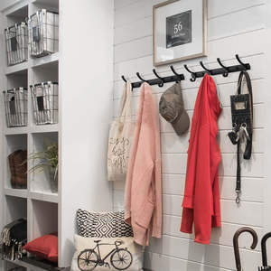 4 Double Curved <b>Coat</b> <b>Hook</b> <b>Rack</b> <b>Wall</b> Mount <b>Coat</b> <b>Hooks</b> in Black Metal Hanging Clothes <b>Rack</b> <b>Wall</b> <b>Hooks</b> - Product Image 4