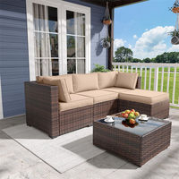 Ensemble de canapés sectionnels en osier et rotin imperméable pour l'extérieur Sofa de loisirs Cour avec coussins et table basse