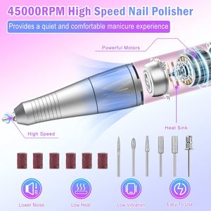 45000RPM Electric Nail <b>Drill</b> Machine Professional Gel Nails Polish Rechargeable Portable Nail File Manicure Tool US Brushless - Product Image 4