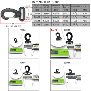 工厂塑料龙虾扣旋转扳扣带金属或塑料扣环，适用于户外干燥包 - Product Image 2