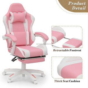 Silla <span class=keywords><strong>Gamer</strong></span> Giratoria de Piel Sintética con Reposabrazos Ergonómicos y Reposapiés, Color Rosa Anji, Venta al por Mayor - Product Image 6