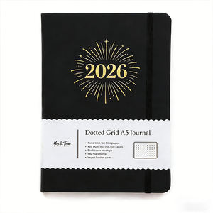 Agenda quotidien personnalisé 2026, planificateur, agenda <span class=keywords><strong>de</strong></span> bureau, agenda scolaire, agenda hebdomadaire, journal à points, objectifs, journal en cuir noir, carnet A5 - Product Image 1