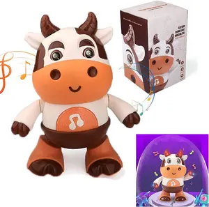 2023 vendite calde elettrico educativo della mucca del bambino giocattoli musicali animali elettrici che ballano la mucca con la musica e la luce