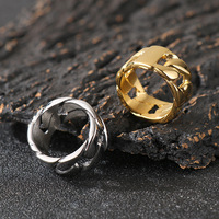 VEROMCA Bestseller Breiter Hohler Edelstahl 18K Vergoldeter Modischer Kubanischer Kettenring Unisex Verlobungsgeschenk Accessoire