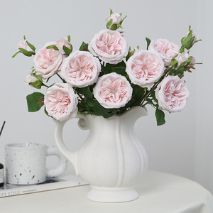 <b>Artificial</b> Silk Roses Purple Pink White Champagne High Simulation Table Decoration Wedding Home Bouquet Photography Prop - Product Image 3