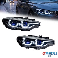 Lampu Depan LED CREULI Spoon Flowing Turn Signal untuk BMW Seri 3 F30 2012-2019 Proyektor DRL Plug & Play
