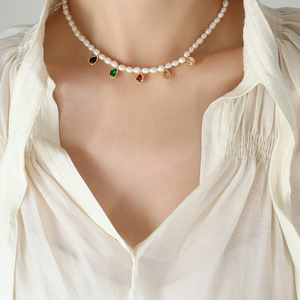 Collar con Colgante de Perla de Agua Dulce Natural y Cristal Colorido en Forma de Gota de Agua para Mujer, Regalos Delicados para Fiestas, Joyería Original Hecha a Mano - Product Image 5