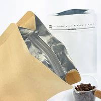 Sacs en papier kraft brun et blanc de 250g, 500g, 1kg avec valve de fermeture, sac épais en aluminium résistant à l'humidité, fermeture éclair, sachets pour thé et café