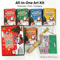 Carnet de griffonnage personnalisé de Noël avec reliure spirale en papier, ensemble de livres à gratter DIY pour enfants, stylet, pochoir, sac cadeau, cadeau de fête des fêtes