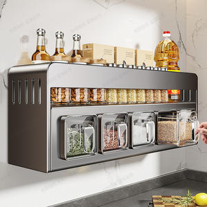 Estante de Especias Multiusos para Cocina, Montado en la Pared, con Tapa de Plástico, Tamaño L, para Almacenar Aceite, Sal, Salsa de Soya y Vinagre, para Uso Doméstico - Product Image 3