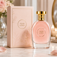 Parfum unisexe de luxe en flacon de verre avec bouchon doré, boîte-cadeau élégante aux notes boisées florales, logo personnalisé, eau de parfum longue durée