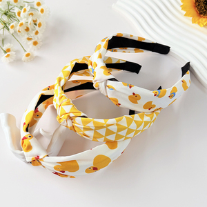 Diadema Anudada Personalizada con Diseño <span class=keywords><strong>de</strong></span> Pato Amarillo, Banda Ancha Antideslizante para el Cabello, Accesorios <span class=keywords><strong>de</strong></span> Tela para Mujeres y Niñas - Product Image 1