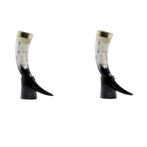 Authentique corne à boire inspirée des Vikings, corne de boeuf/vache naturelle polie de haute qualité, gobelet à vin en verre fabriqué à la main - Product Image 1