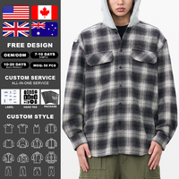 Camisas de Franela a Cuadros con Capucha, Estilo Vintage, Casuales, Unisex, Personalizadas KingSen, Tejido Bordado, Ecológico y Transpirable