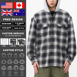 Chemises en flanelle à carreaux décontractées vintage unisexes personnalisées KingSen avec broderie en tissu tissé écologique et respirant - Product Image 2