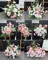 Boule de fleurs artificielles personnalisable rapide (blanc, vert, rose) pour centre de table, idéale pour jardin, mariage, réception, décoration d'hôtel