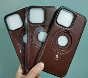 Gscase เคสชาร์จไร้สายหนัง PU มีขาตั้งแม่เหล็กสำหรับ iPhone 13 14 15 PRO MAX สำหรับ <span class=keywords><strong>Samsung</strong></span> S22 23 <span class=keywords><strong>24</strong></span> 25อัลตร้า - Product Image 2