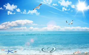 Papel pintado con vista al <span class=keywords><strong>mar</strong></span> en 3D personalizado cielo <span class=keywords><strong>azul</strong></span> Gaviota playa mural decoración del hogar para apartamento comedor dormitorio seda - Product Image 3